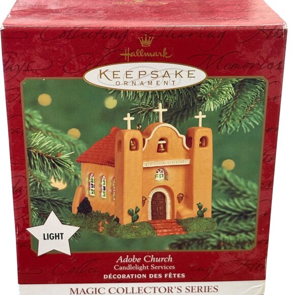 Hallmark Keepsake Ornament Adobe Church Candlelight Services Lighted Magic Colle - Picture 1 of 2